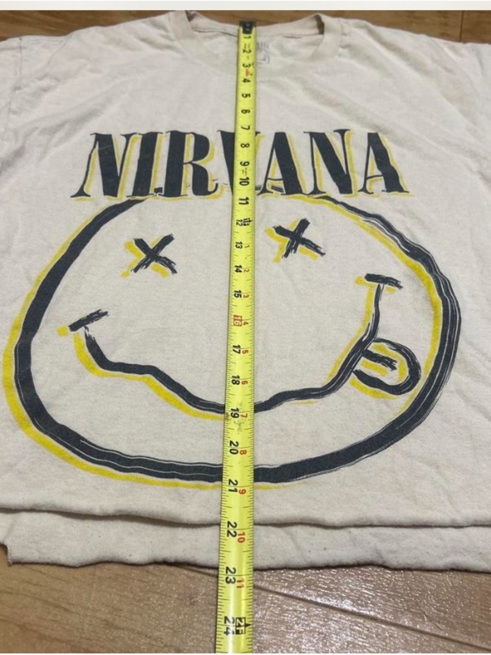 NIRVANA White Tee with Black and Yellow Smiley Graphic - Picture 5 of 5